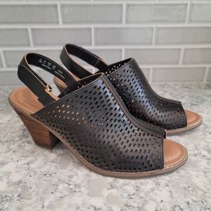 Women's Dr Scholls Codie Open Toe High Heel Black Comfort Sandals Sz: 11M